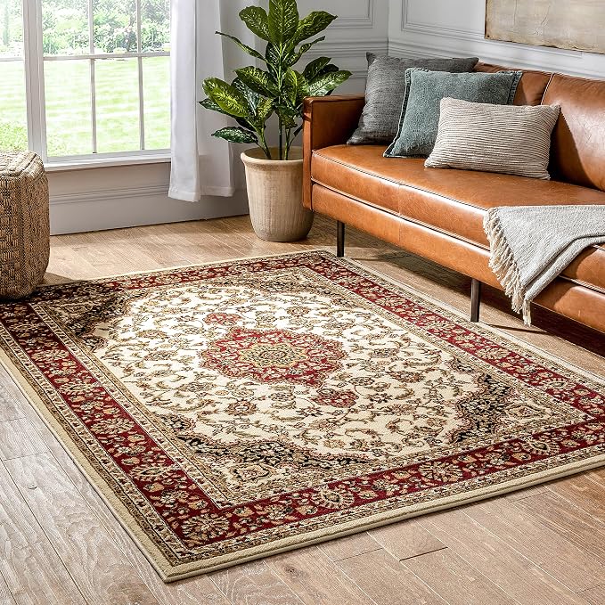 Well Woven Barclay Collection Medallion Kashan Ivory 8x10 Area Rug - Image 10