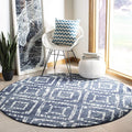 SAFAVIEH Adirondack Collection 3' Round Navy/Ivory ADR131N Diamond Distressed by SAFAVIEH