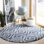 SAFAVIEH Adirondack Collection 3' Round Navy/Ivory ADR131N Diamond Distressed by SAFAVIEH