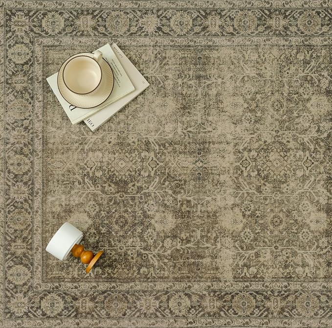Light Brown 3x10 Vintage Area Rug Hallway Indoor Kitchen Washable Living Room - Image 5