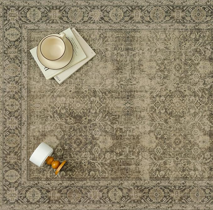 Light Brown Entryway Area Rug 2x3 Vintage Indoor Kitchen Washable Door Mat - Image 5