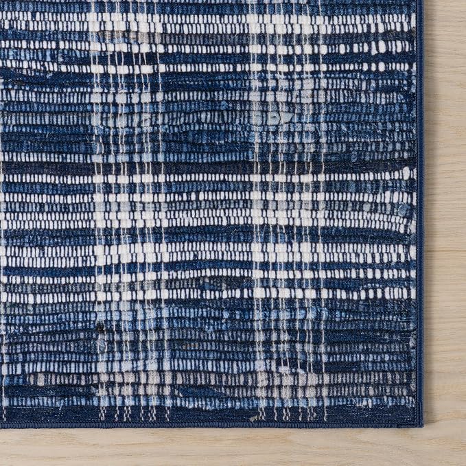 Dash & Albert Denim Plaid Blue Machine Washable Rug, 8.5 X 11.5 Feet - Image 7