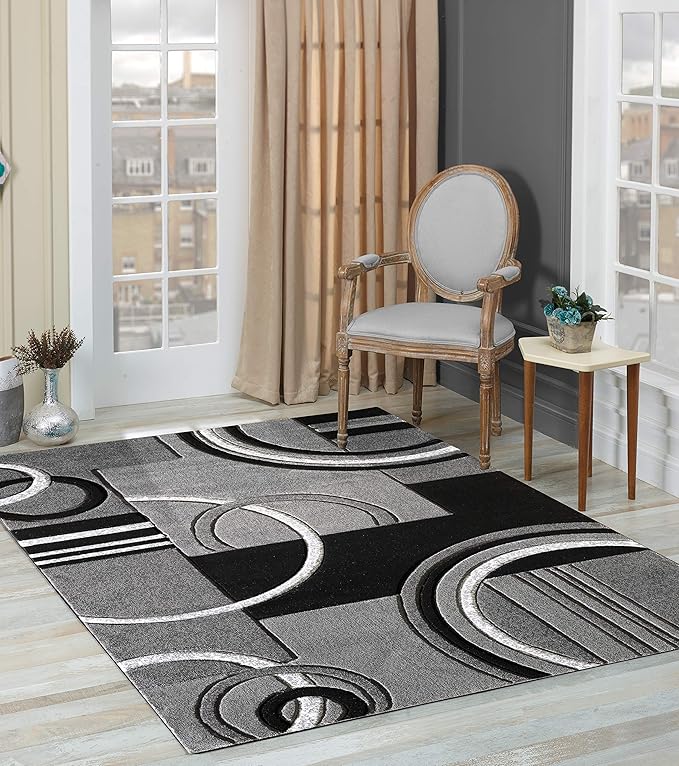 GLORY RUGS Area Rug Modern 5x7 Grey Soft Hand Carved Contemporary Floor Carpet by GLORYRUGS