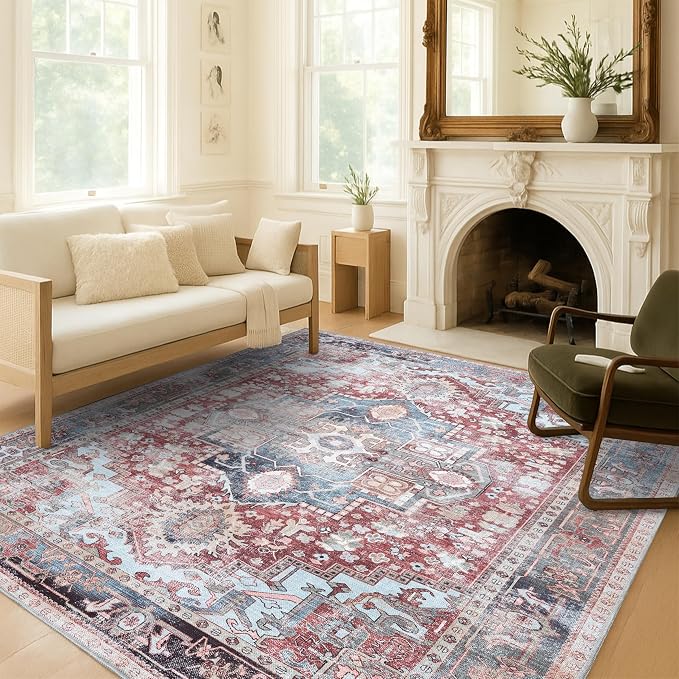 Washable Area Rug. Modern Farmhouse. Vintage. Turkish. Bohemian. Distressed. - Image 8