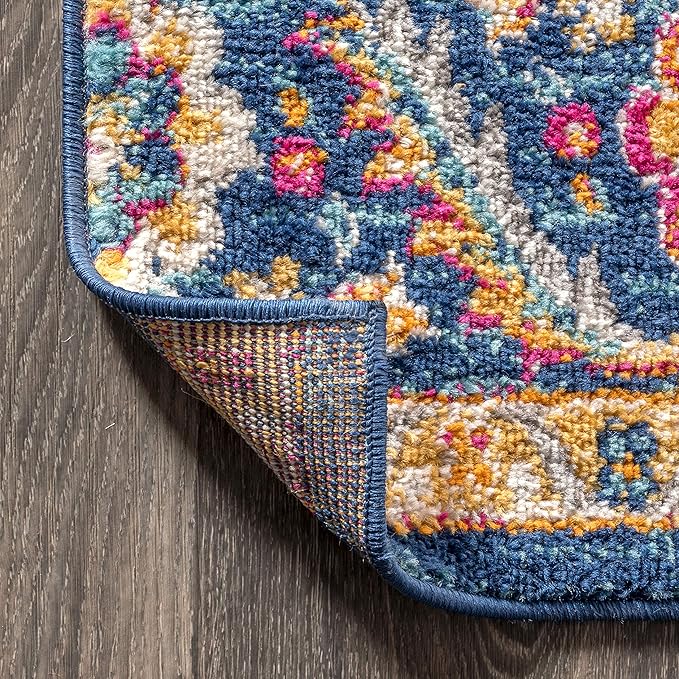 JONATHAN Y Boho Vintage Blue/Multi Indoor Area Rug, Bohemian Flair Medallion - Image 6