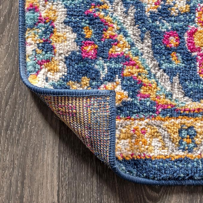 JONATHAN Y Boho Vintage Blue/Multi Runner Rug, Bohemian Flair Medallion - Image 4