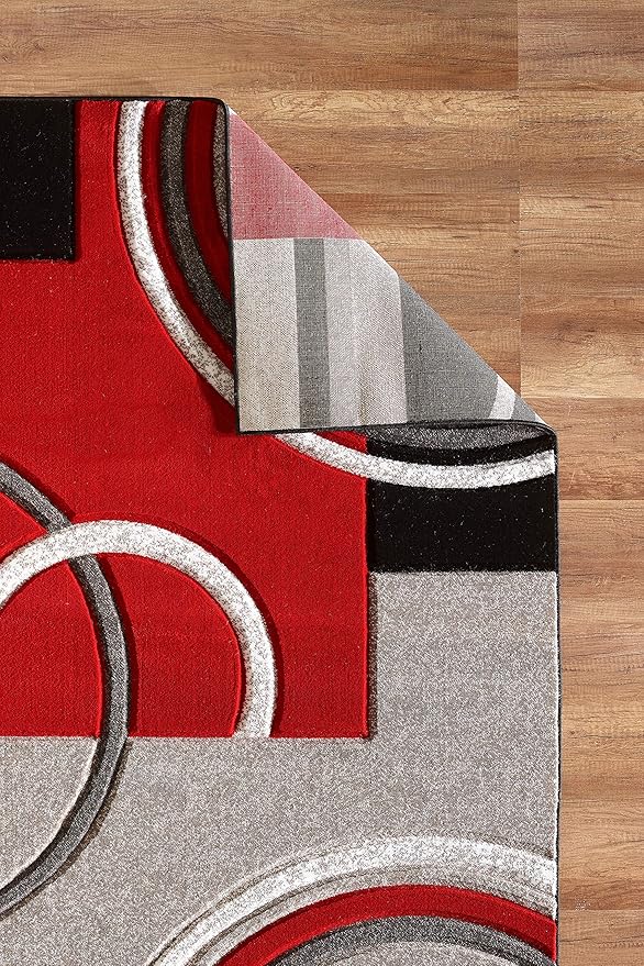 GLORY RUGS Area Rug Modern 8x10 Red Soft Hand Carved Contemporary Floor Carpet - Image 5
