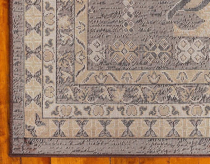 Unique Loom Taftan Collection Border Geometric Tribal Inspired Design Area Rug - Image 9