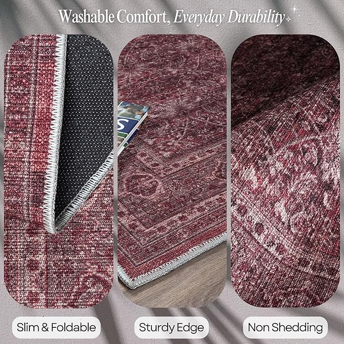 Fame Rugs Turkish Rug. Washable Vintage Oriental Antique Inspired Traditional - Image 3