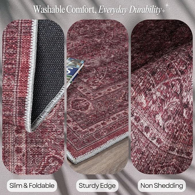 Fame Rugs Turkish Rug. Washable Vintage Oriental Antique Inspired Traditional - Image 4