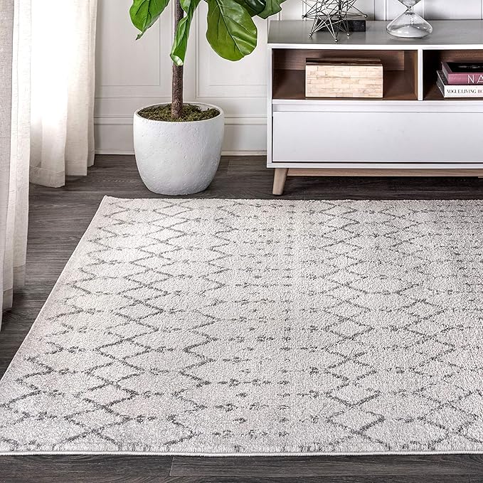 JONATHAN Y Boho Vintage Diamond Cream/Gray Indoor Area Rug 9X12 ft, Moroccan - Image 3