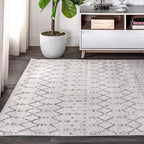 JONATHAN Y Boho Vintage Diamond Cream/Gray Indoor Area Rug 5X8 ft, Moroccan Hype - Image 3