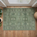 Green Area Rug 2x3 Entryway Washable Soft Carpet Vintage Non Slip Indoor by PureCozy