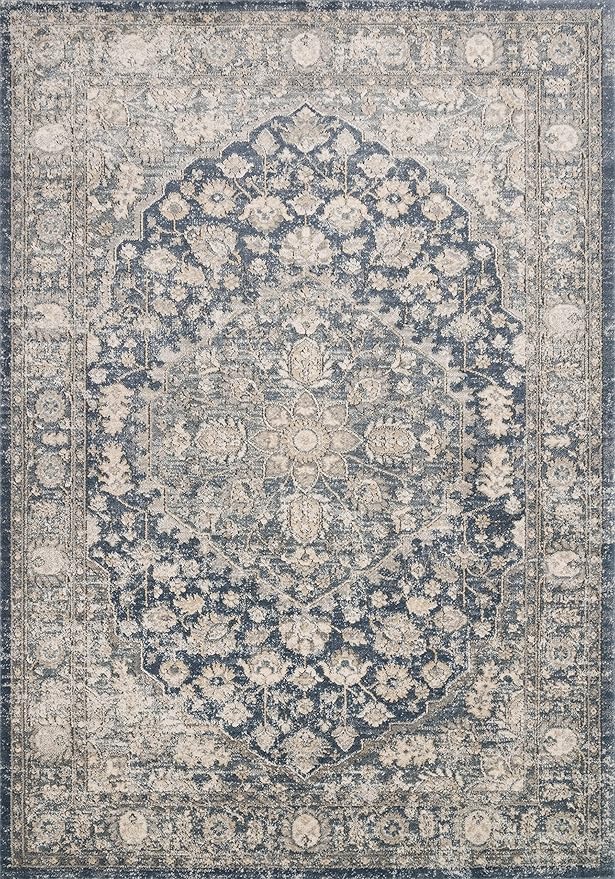 Loloi Teagan Collection TEA-01 Denim/Mist 5'-3" x 7'-6" Area Rug, Soft Neutral - Image 5