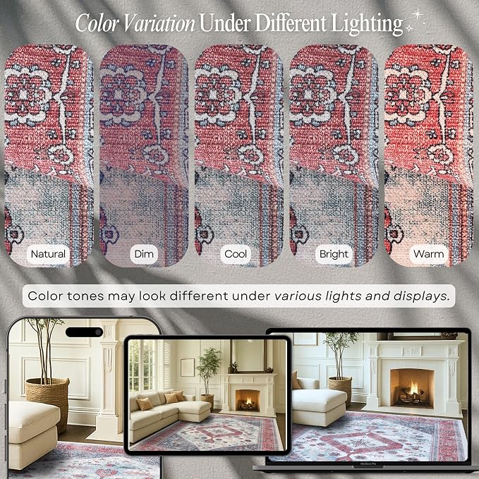 Fame Rugs Turkish Rug. Washable Vintage Oriental Antique Inspired Traditional - Image 4