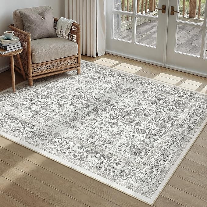 Black Area Rug 4x6 Office Entryway Rug Machine Washable Kitchen Vintage by PureCozy