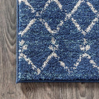 JONATHAN Y Boho Vintage Diamond Blue/White Round Area Rug 5 ft, Moroccan Hype - Image 5
