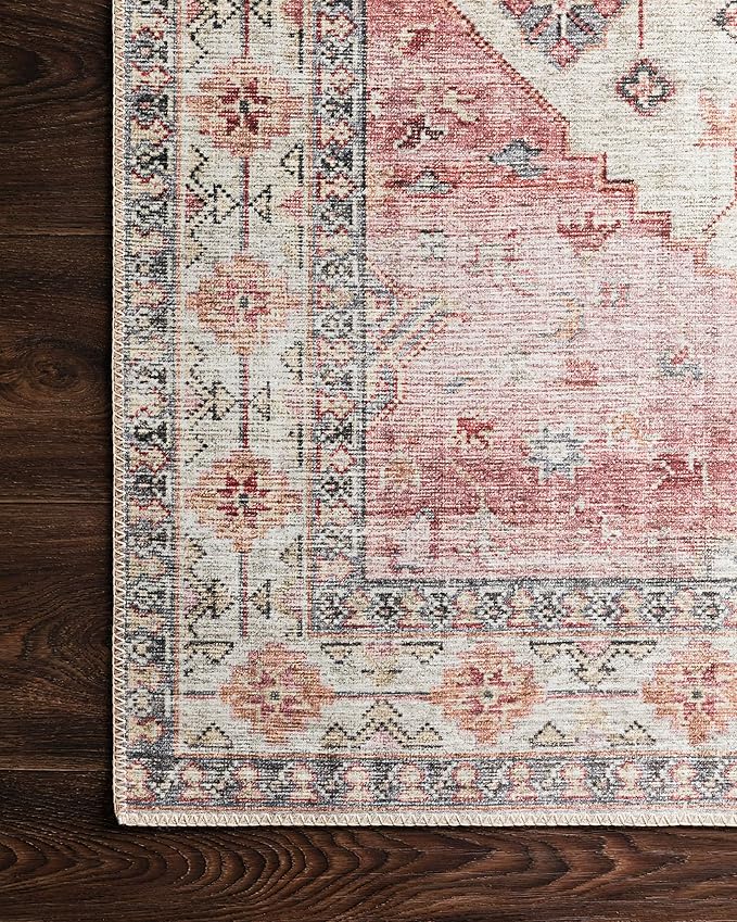 Loloi Skye Collection SKY-02 Ivory/Berry 7' x 9' Oval Area Rug - Image 7