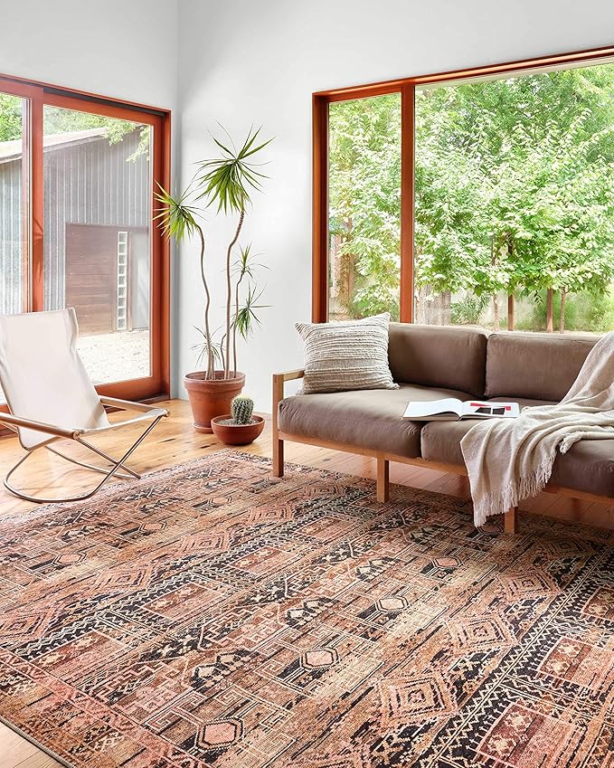 Loloi Layla Collection LAY-14 Mocha/Blush 7'-6" x 9'-6" .13" Thick Area Rug by Loloi