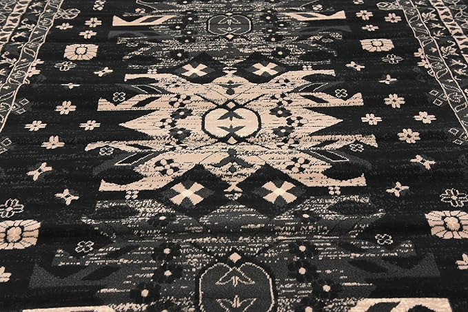 Unique Loom Taftan Collection Border Geometric Tribal Inspired Design Area Rug - Image 12