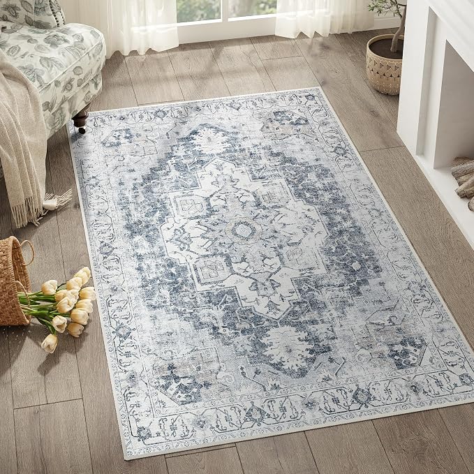 jinchan Kelda Area Rug 3x5 Washable Entryway Rug Vintage Indoor Doormat by JINCHAN