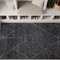 Rugshop Geometric Diamond Stripe Shag Area Rug Anthracite Dark Gray 4' x 6' by Rugshop