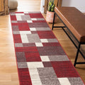 Rugshop Red Modern Geometric Boxes Non-Slip Area Rug Non-Shedding by Rugshop