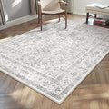 Grey 3x4 Entryway Rug Vintage Area Carpet Indoor Kitchen Washable Neutral Door by PureCozy