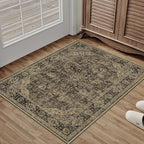 HUGEAR 2x3 Entryway Area Rug Retro Brown Small Rug Machine Washable Door Mat by HUGEAR