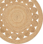 Savi Home Jute Area Rug Handwoven- 4 feet Round- Natural Beige - Image 6