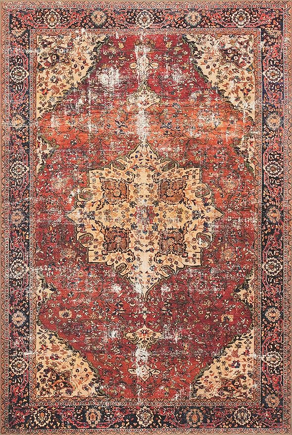 Loloi Loren Collection LQ-07 Red/Navy 3'-6" x 5'-6" Accent Rug by Loloi