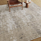 Modern Abstract Beige Gray Area Rug 2x8 Hallway Runner Machine Washable Carpet - Image 9