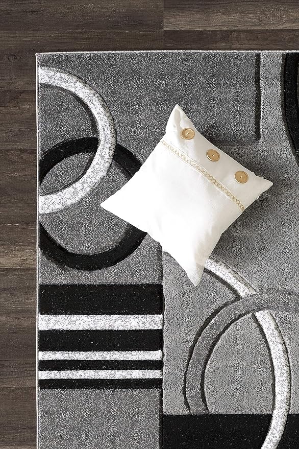 GLORY RUGS Area Rug Modern 5x7 Grey Soft Hand Carved Contemporary Floor Carpet - Image 3