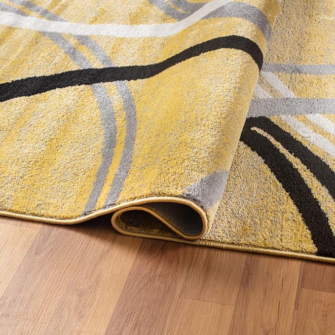 Rugshop Wavy Circles Design Round Rug, Fade-Resistant Carpet - Image 3