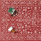 Christmas Runner Rug 2x6 Red Washable Hallway Carpet Retro Floral Holiday - Image 6