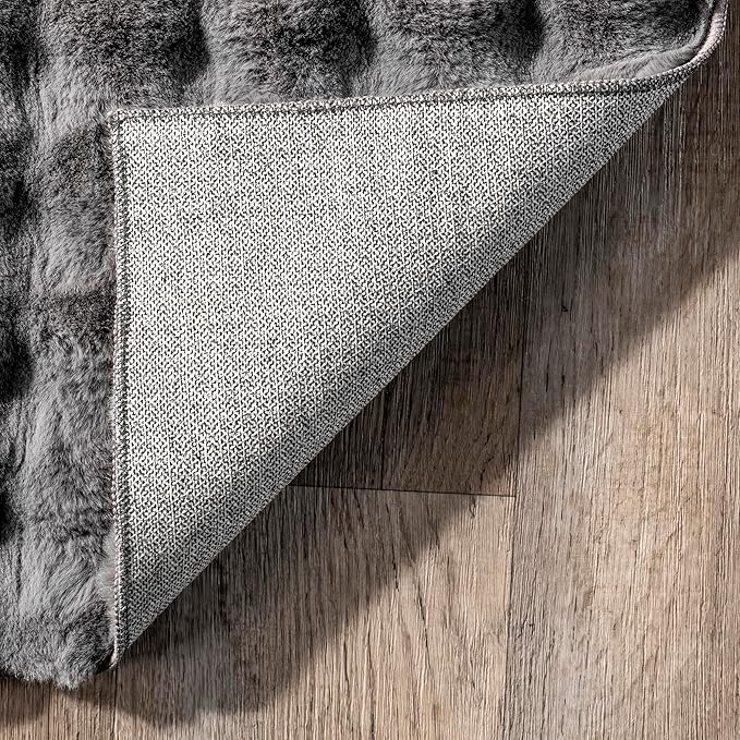 Nuloom Jeni Dark Grey, Solid Faux Rabbit, Fluffy and Cozy, High Traffic - Image 3