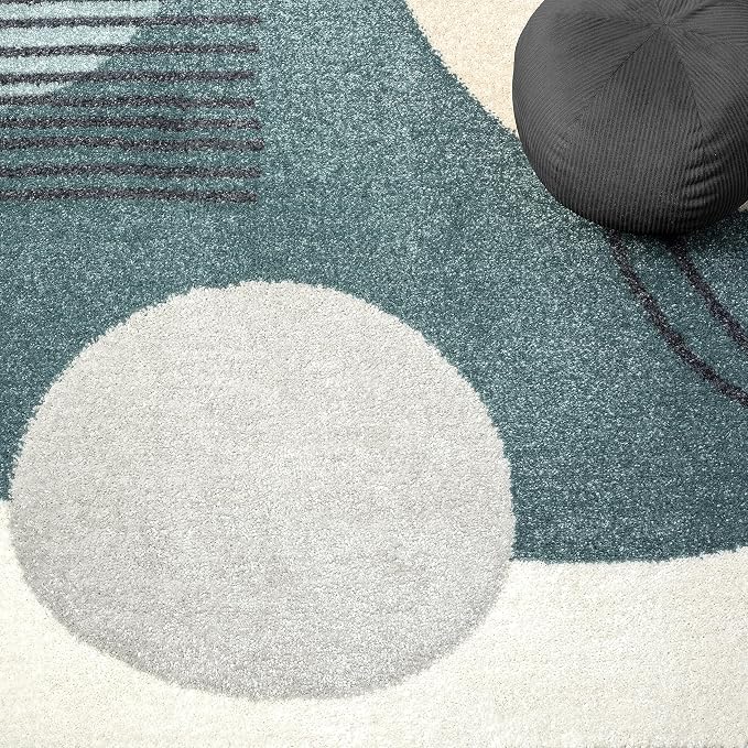 Abani Deco Collection Area Rug -Cream/Green Minimalist Design -5'3" x 7'6" - Image 7