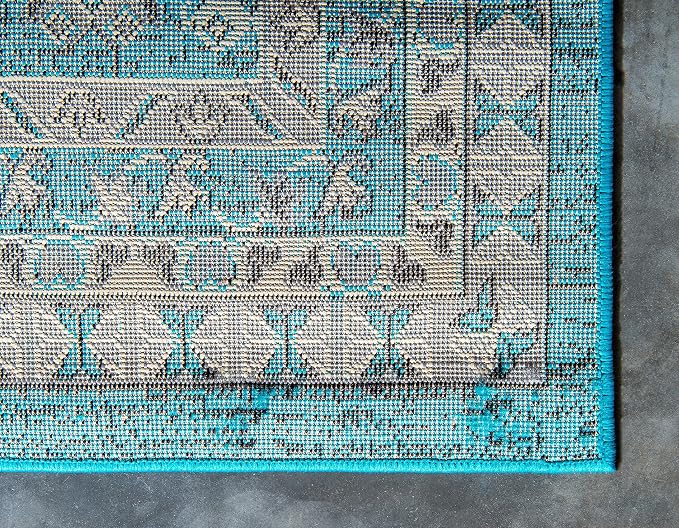 Unique Loom Taftan Collection Border Geometric Tribal Inspired Design Area Rug - Image 9