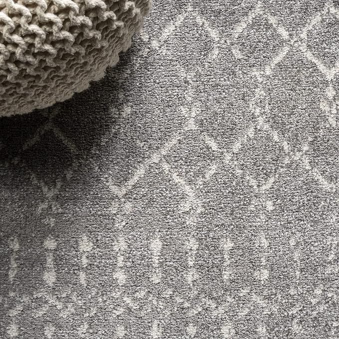 JONATHAN Y Boho Vintage Diamond Gray/Ivory Square Area Rug 5X5 ft, Moroccan Hype - Image 3