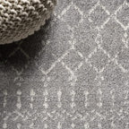 JONATHAN Y Boho Vintage Diamond Gray/Ivory Square Area Rug 5X5 ft, Moroccan Hype - Image 3