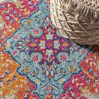 JONATHAN Y Boho Vintage Blue/Multi 5' Round Area Rug, Bohemian Flair Medallion - Image 3