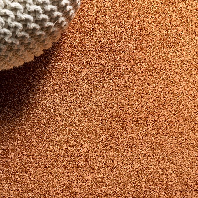 Eyely UES100M-6SQ Haze Solid Low-Pile Orange 6' Square Area Rug, Pet Friendly - Image 6